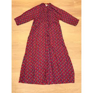 April Cornell 3/4 sleeve pleated floral vintage maxi dress size small